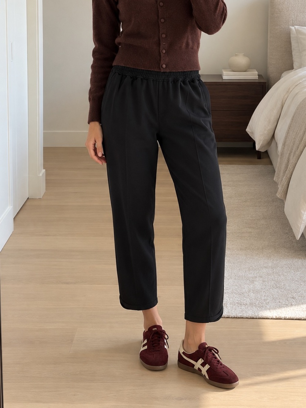 J.Crew Black Pull-On Straight Leg Pants Elastic Waist Size 0